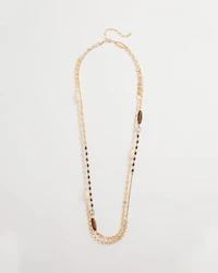 White Cognac Double-Strand Necklace
