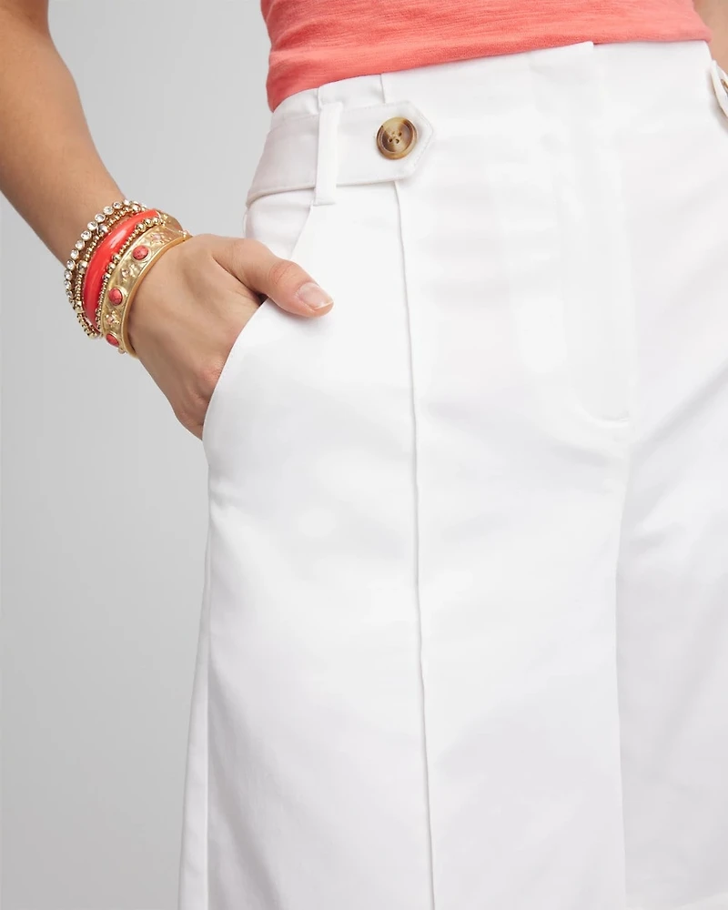 Sateen Tab-Front A-line Shorts