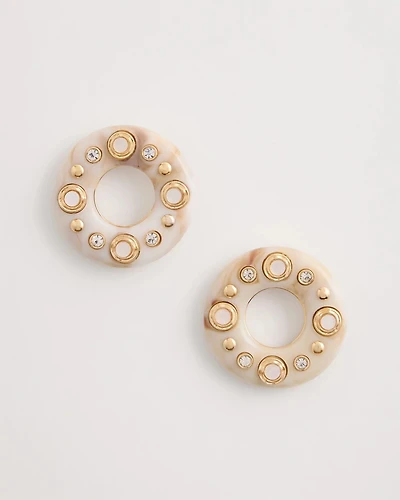 Embellished Neutral Stud Earrings