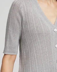 Metallic Ribbed Button-Up Cardigan