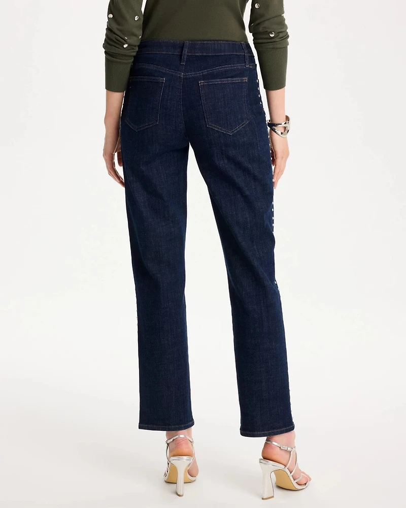 Studded Girlfriend Straight Ankle Jeans