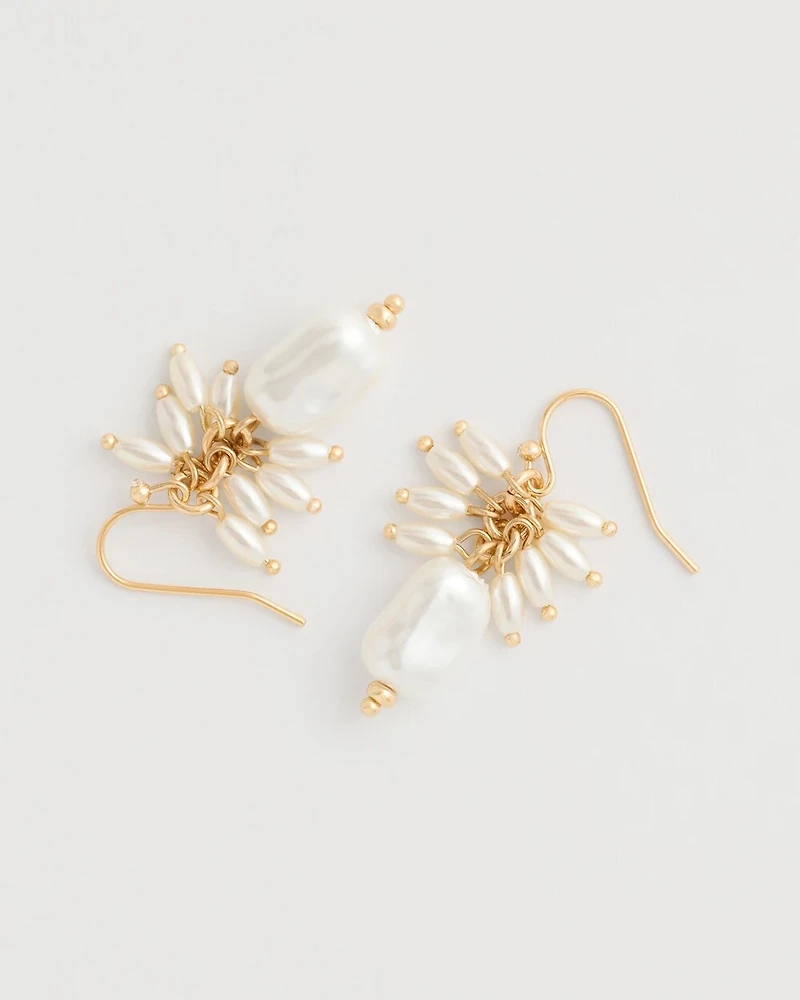 Pearl Cluster Drop Earrings
