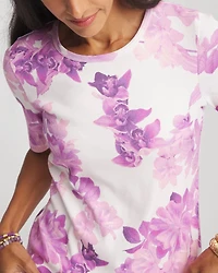 Tropical Floral Pima Crewneck Tee