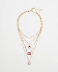 Pink Convertible Gold Tone Necklace