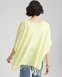 V-Neck Cutwork Placket Poncho