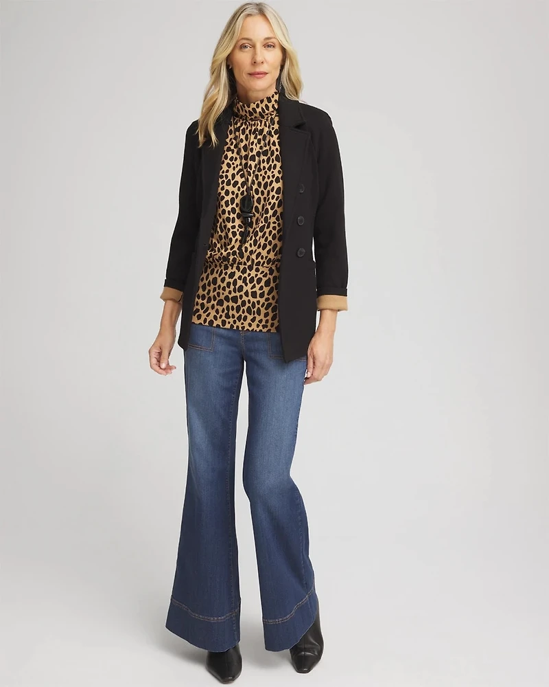 Animal Print Banded Hem Top