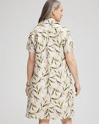 Leaf Print Linen Shirtdress