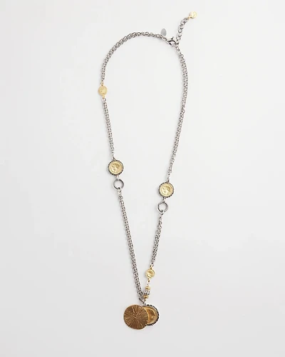 Mixed Metal Coin Pendant Necklace