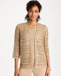 Travelers™ Metallic Crochet Cardigan