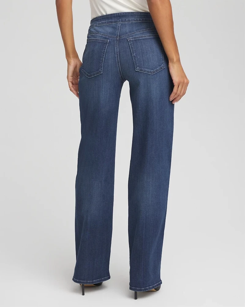 Petite Pull-On Wide-Leg Jeans