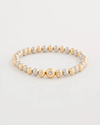 Mixed Metal Beaded Stretch Bracelet