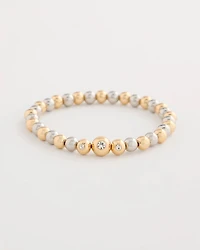 Mixed Metal Beaded Stretch Bracelet