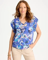 Paisley Cotton Slub Epaulette Tee