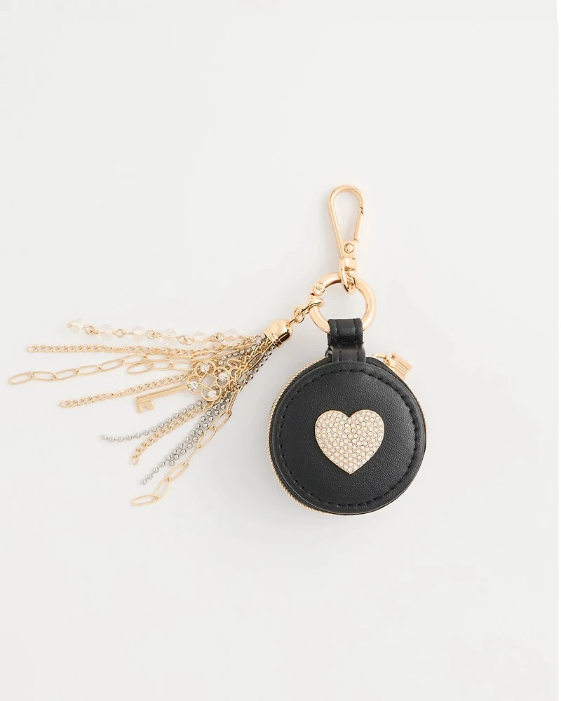 Suede Heart Bag Charm Key Chain