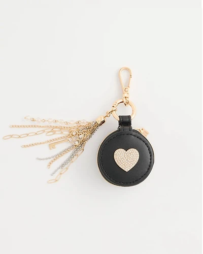 Suede Heart Bag Charm Key Chain