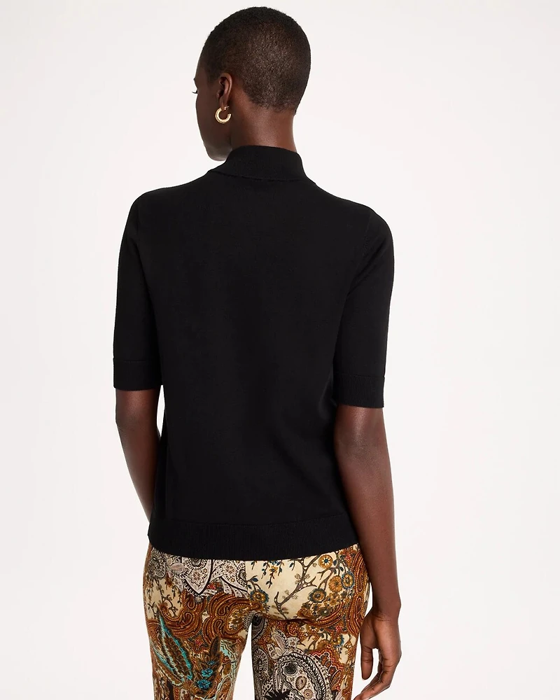 Ella Mockneck Elbow-Sleeve Sweater