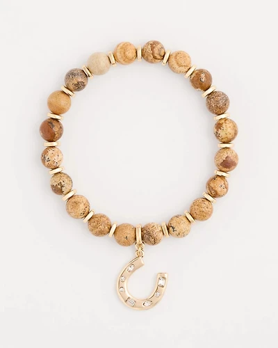 Genuine Jasper Stone Stretch Charm Bracelet