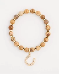 Genuine Jasper Stone Stretch Charm Bracelet