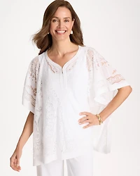 Notch Neck Burn Out Sweater Poncho