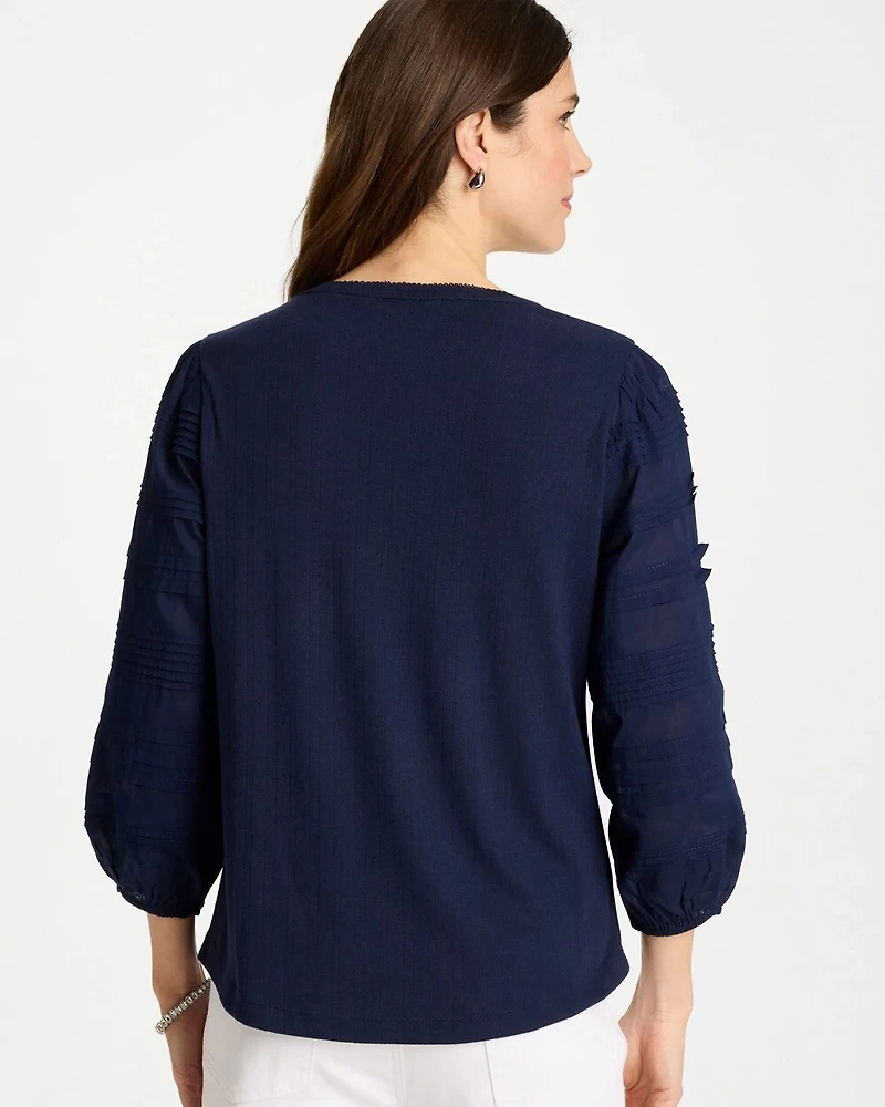 Pintuck Puff Sleeve Tee