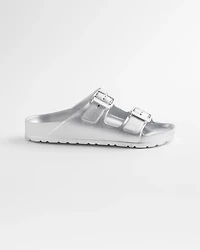 Metallic Double Buckle Pool Slides