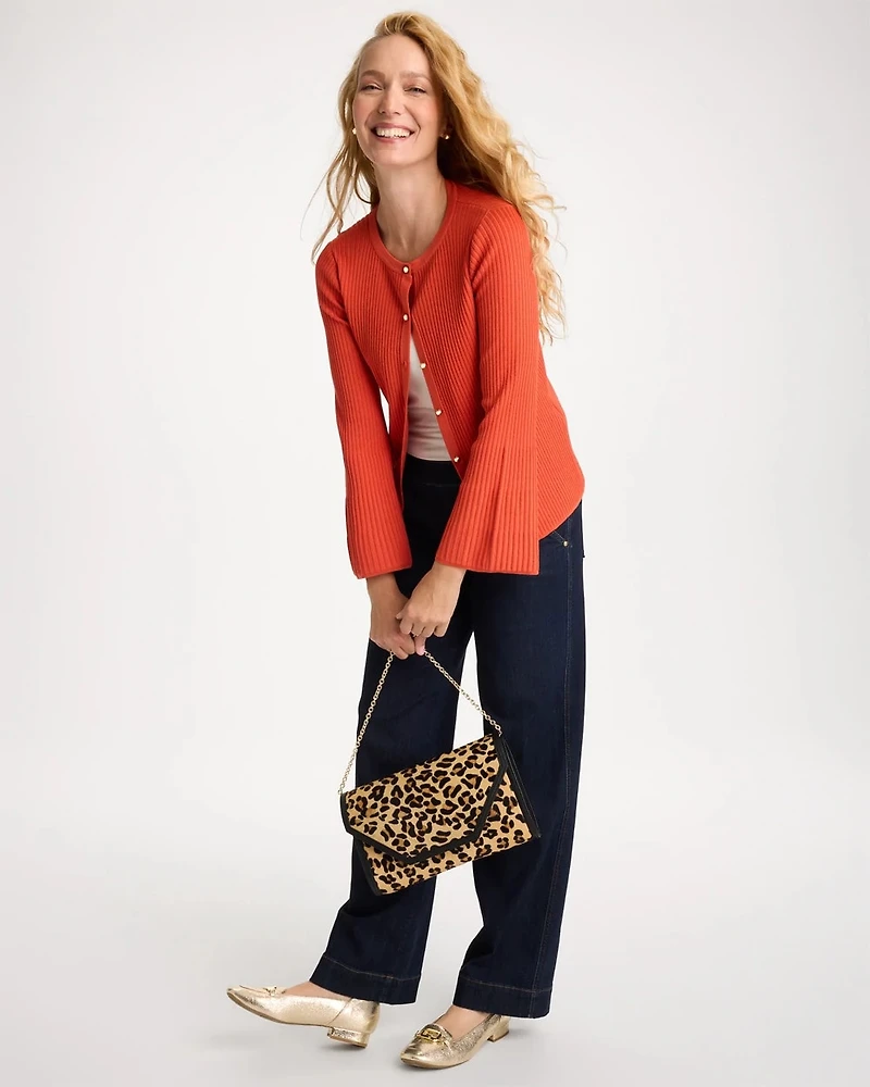 Ribbed Flare Sleeve Sweater