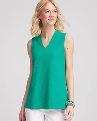 Textured Sleeveless V-Neck Tunic