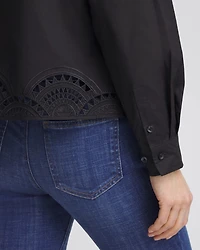 Poplin Embroidered-Hem Shirt