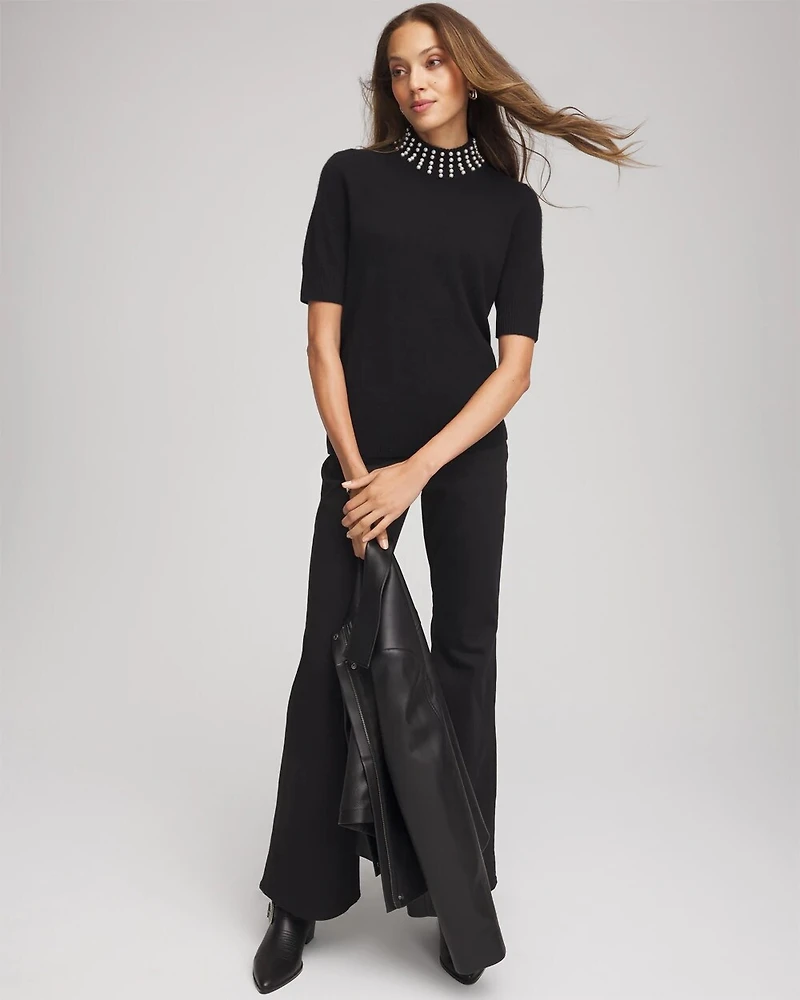 Cashmere Pearl Mockneck Sweater