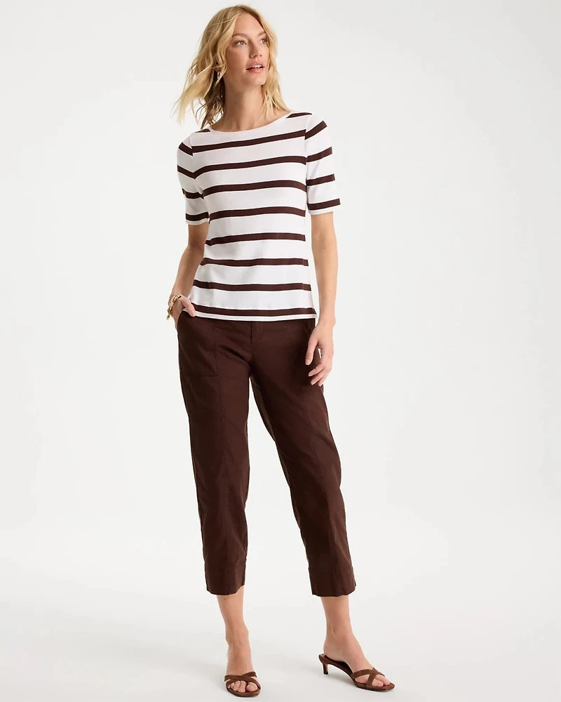 Striped Pima Elbow Sleeve Tee