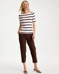 Striped Pima Elbow Sleeve Tee