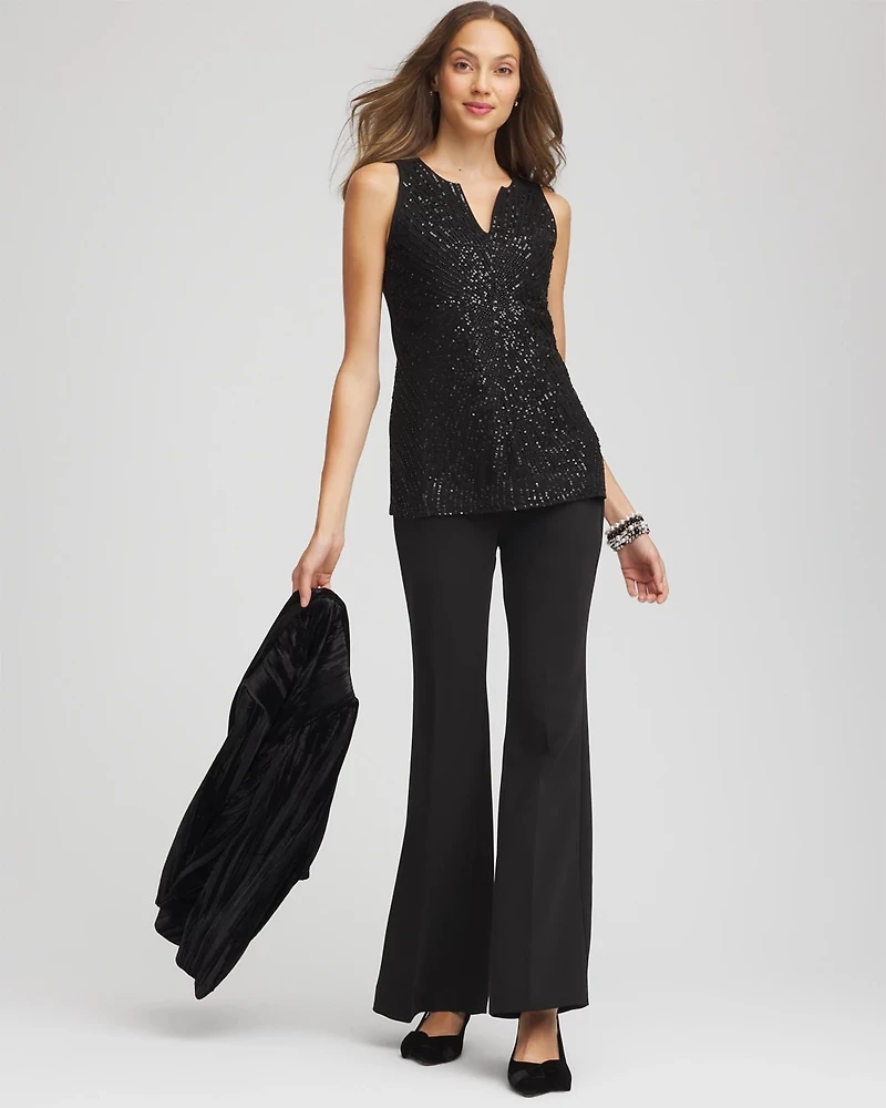 Sequin Beaded Notch Neck Tank