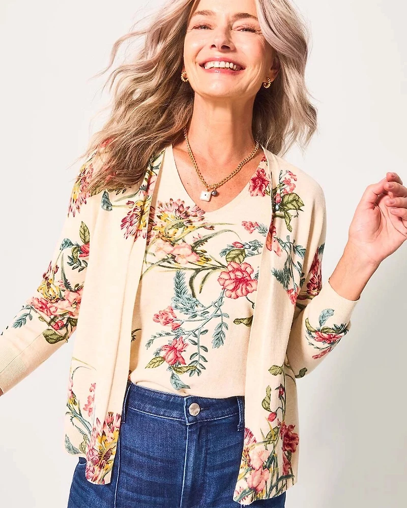 Ella Printed Long-Sleeve Cardigan