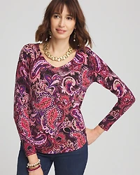 Paisley V-Neck Pullover Sweater