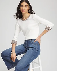 Pima Jewel Neck Contrast Tee