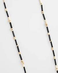Black Enamel Long Single-Strand Necklace