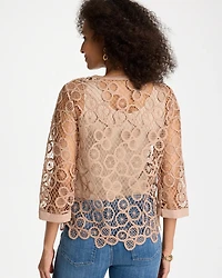 Mixed-Media Medallion Lace Top