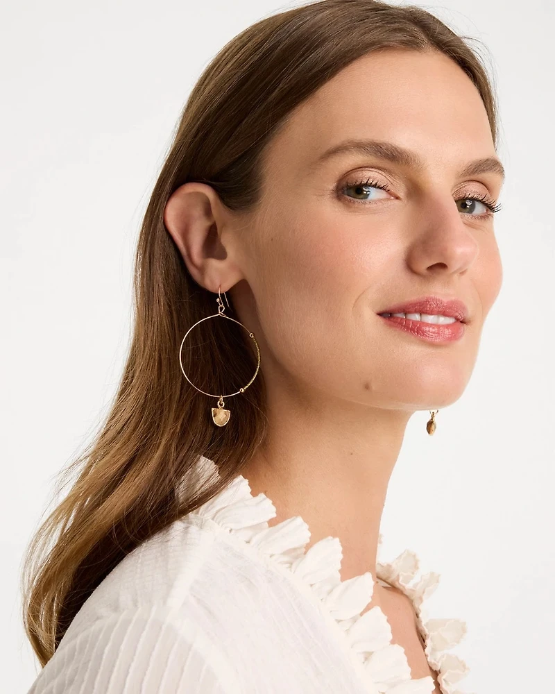 Hoop Jasper Stone Charm Earrings