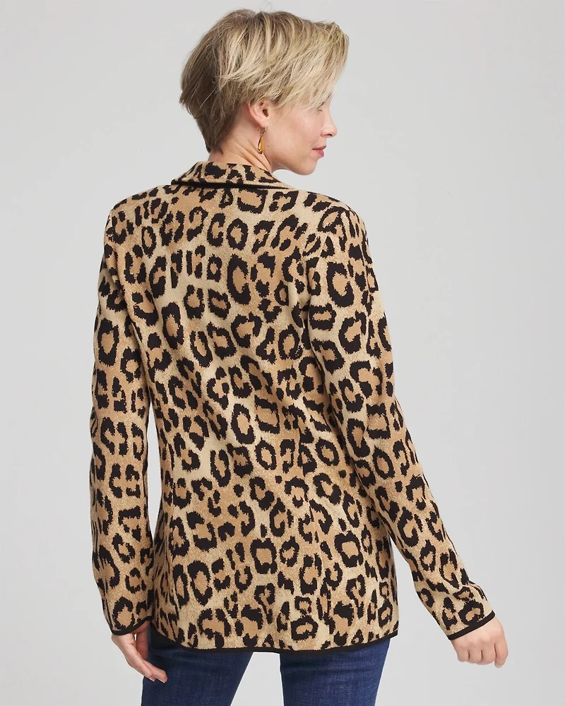 Animal Print Sweater Blazer