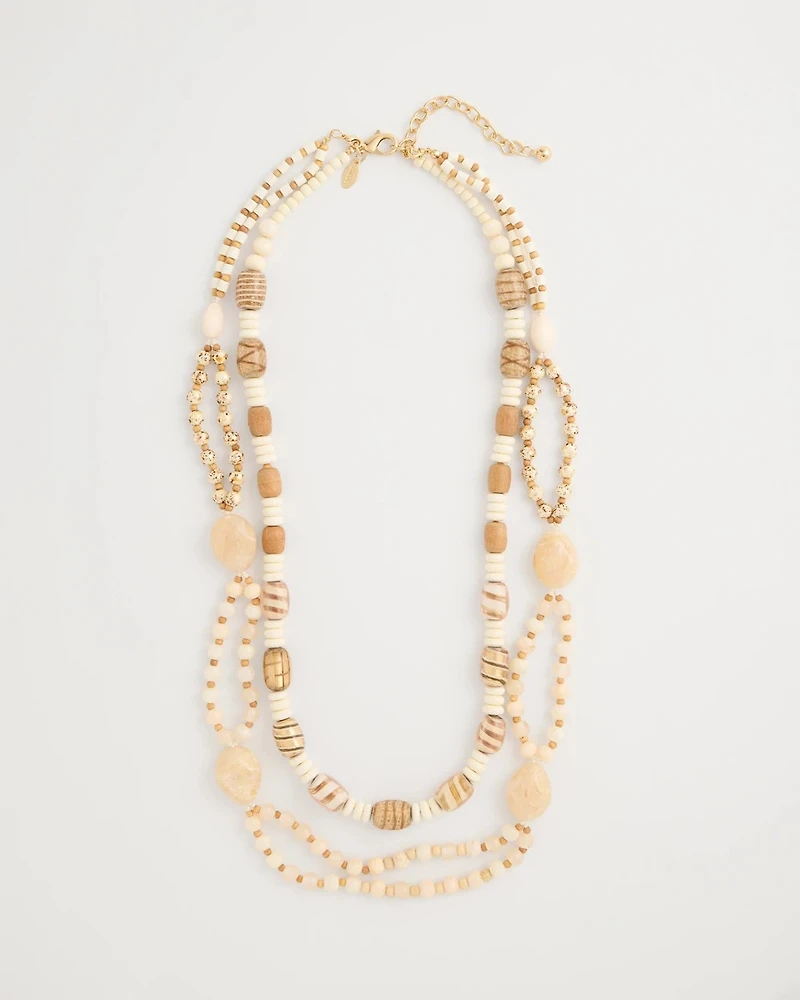 Resin Wood Double Strand Necklace