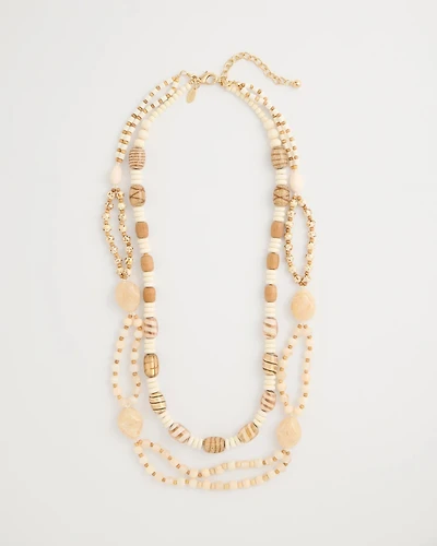 Resin Wood Double Strand Necklace