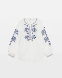 Embroidered Splitneck Shirt