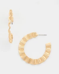 Crinkled Goldtone Hoop Earrings