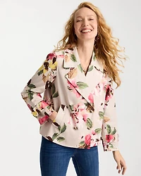 Cotton-Stretch Floral Trench Coat