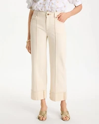 Pintuck Cuffed Cropped Jeans