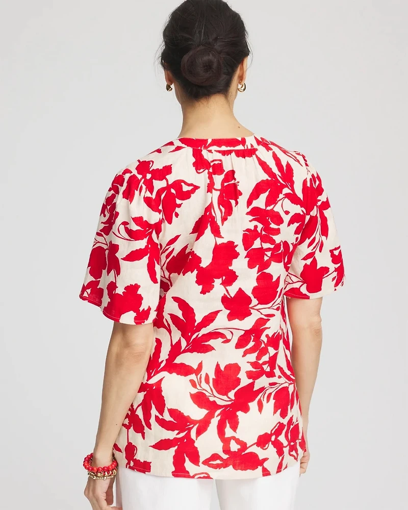Floral Linen Popover Shirt