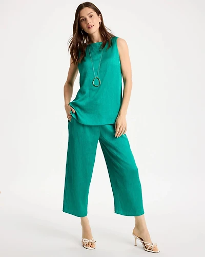 Petite Travelers™ Crinkle Textured Crop Pants