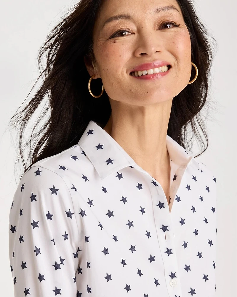 No Iron Stretch Jacquard Stars Shirt
