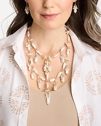 Chico's Originals Pearl Cluster Bib Necklace