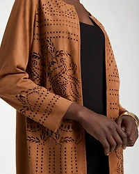 Faux Suede Cutwork Longline Jacket